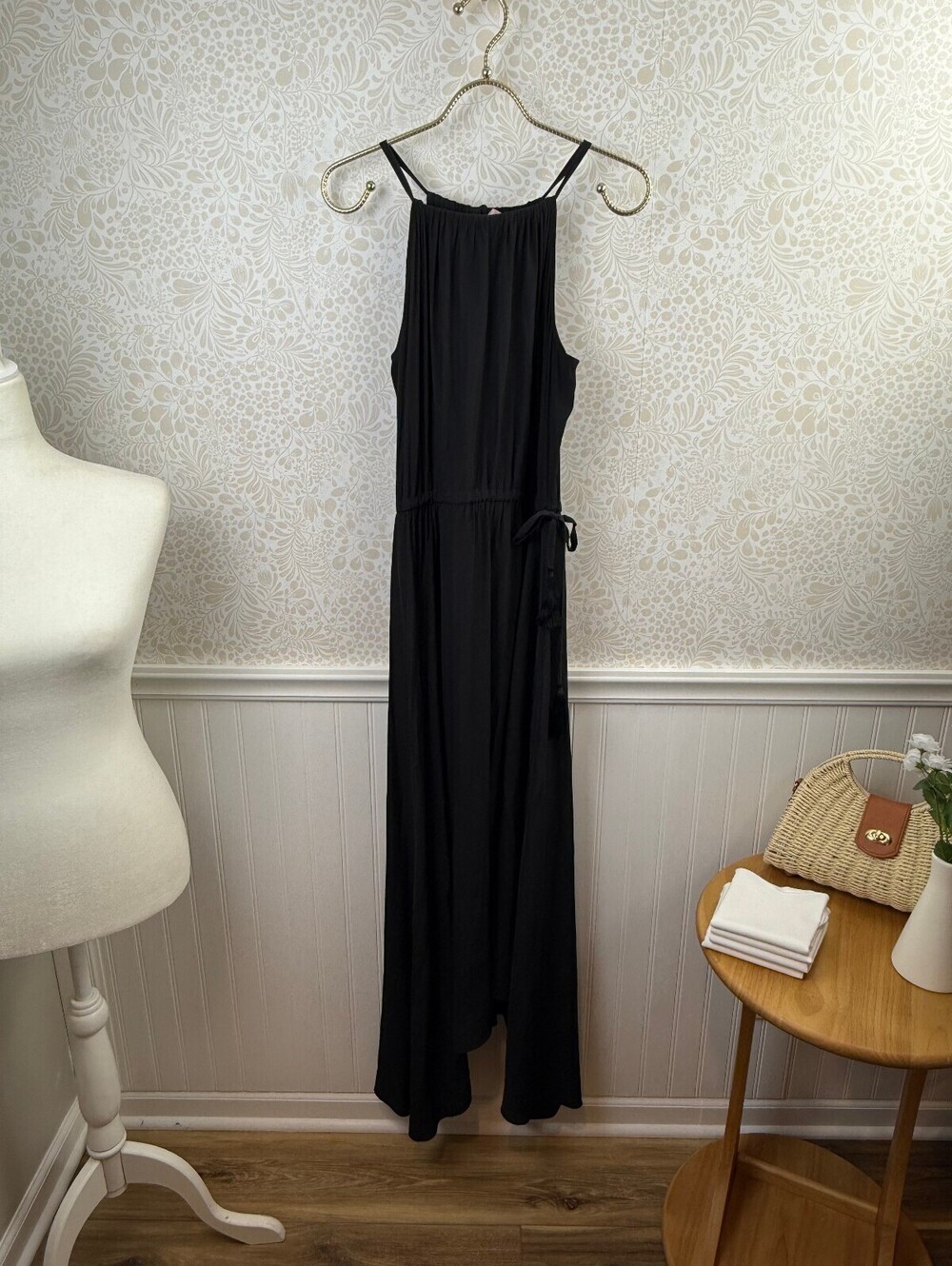 Calypso St. Barth Black Sleeveless Sarah Asymmetric Maxi Dress - Size - Small - Picture 2 of 10